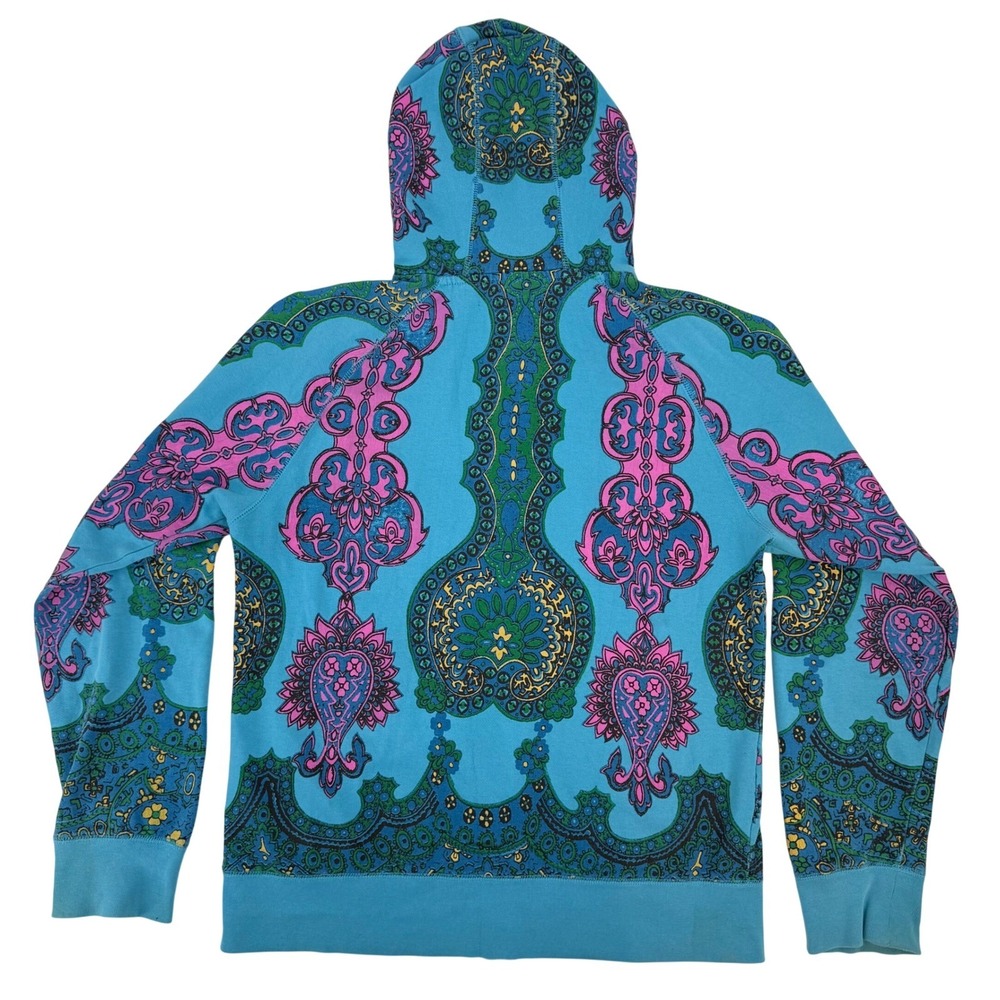 Vintage Y2K Volcom Full Zip Hoodie Paisley Turquoise Pink Large Grunge Skater - Picture 5 of 11